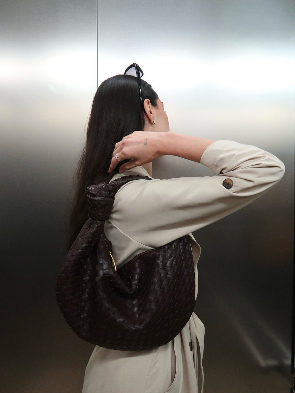 Giselle | Medelstor Axelväska Flätad med Knut