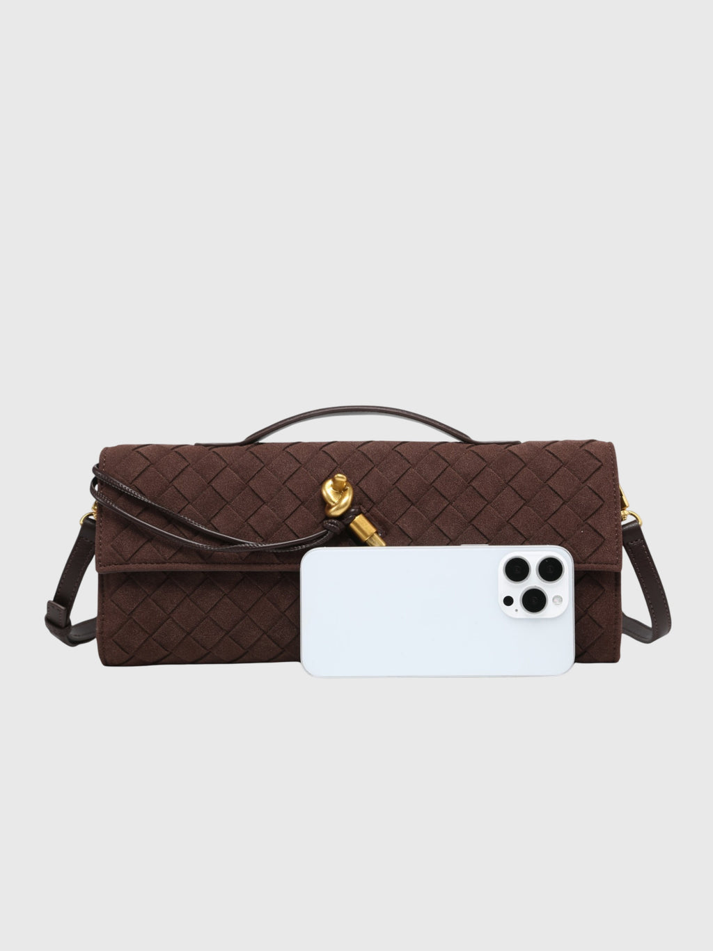 Körsbär | Clutch i Lyxigt Suede Intrecciato