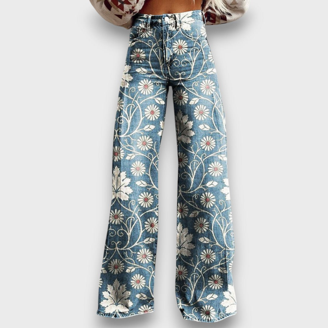 Elaya – Jeans Boho med blommönster