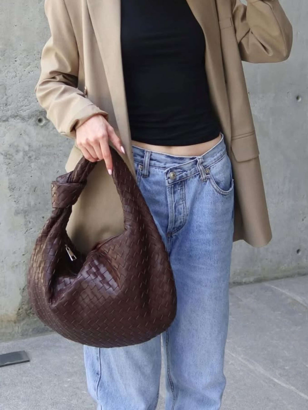 Giselle | Medelstor Axelväska Flätad med Knut