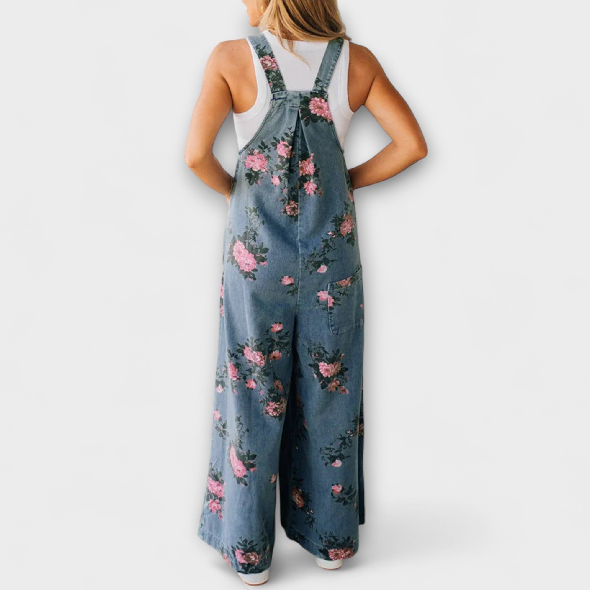Bethany - Byxdress i Denim med Blommönster