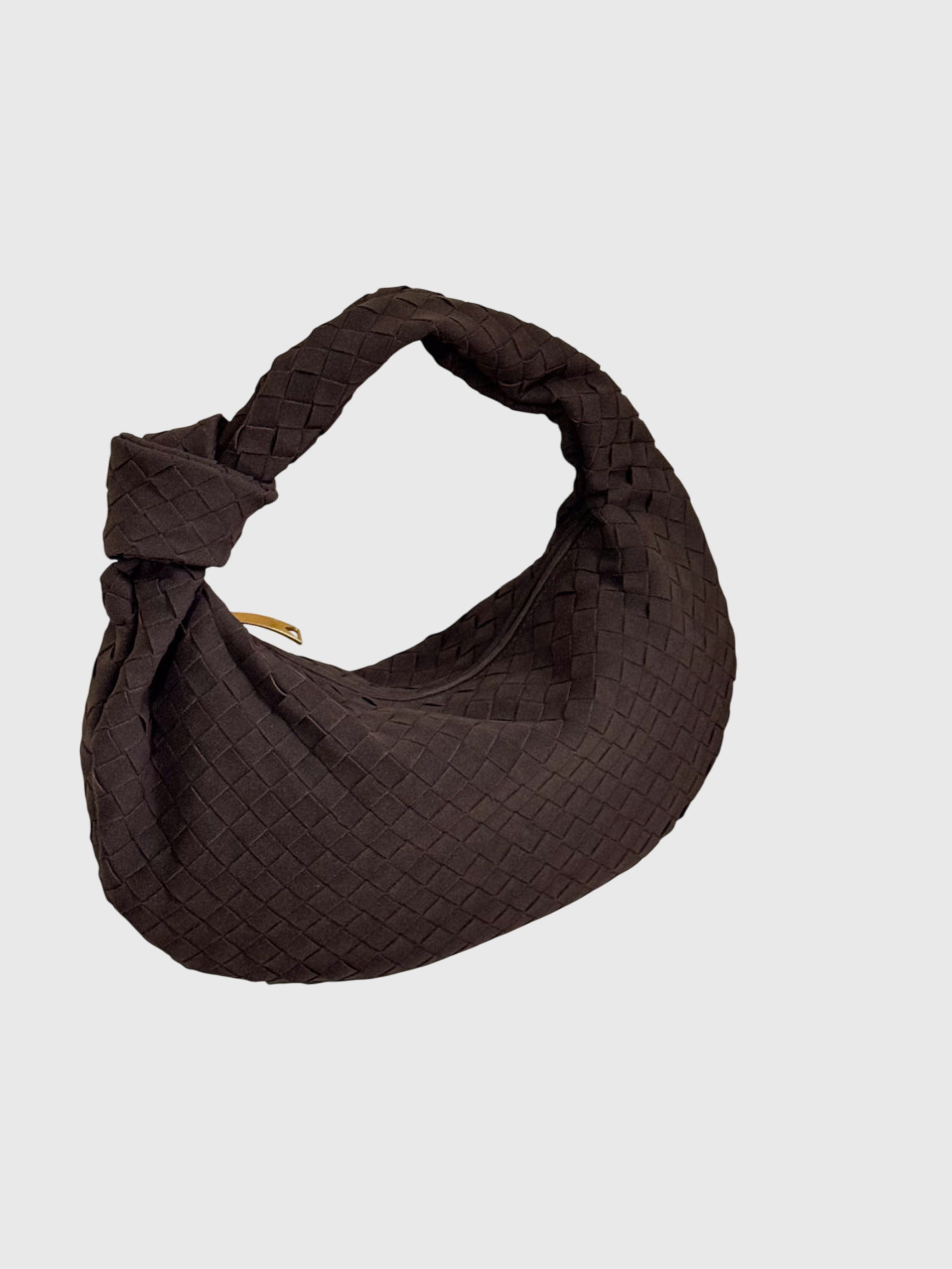 Celeste | Medelstor Väskan i Vävd Mocka med Knut