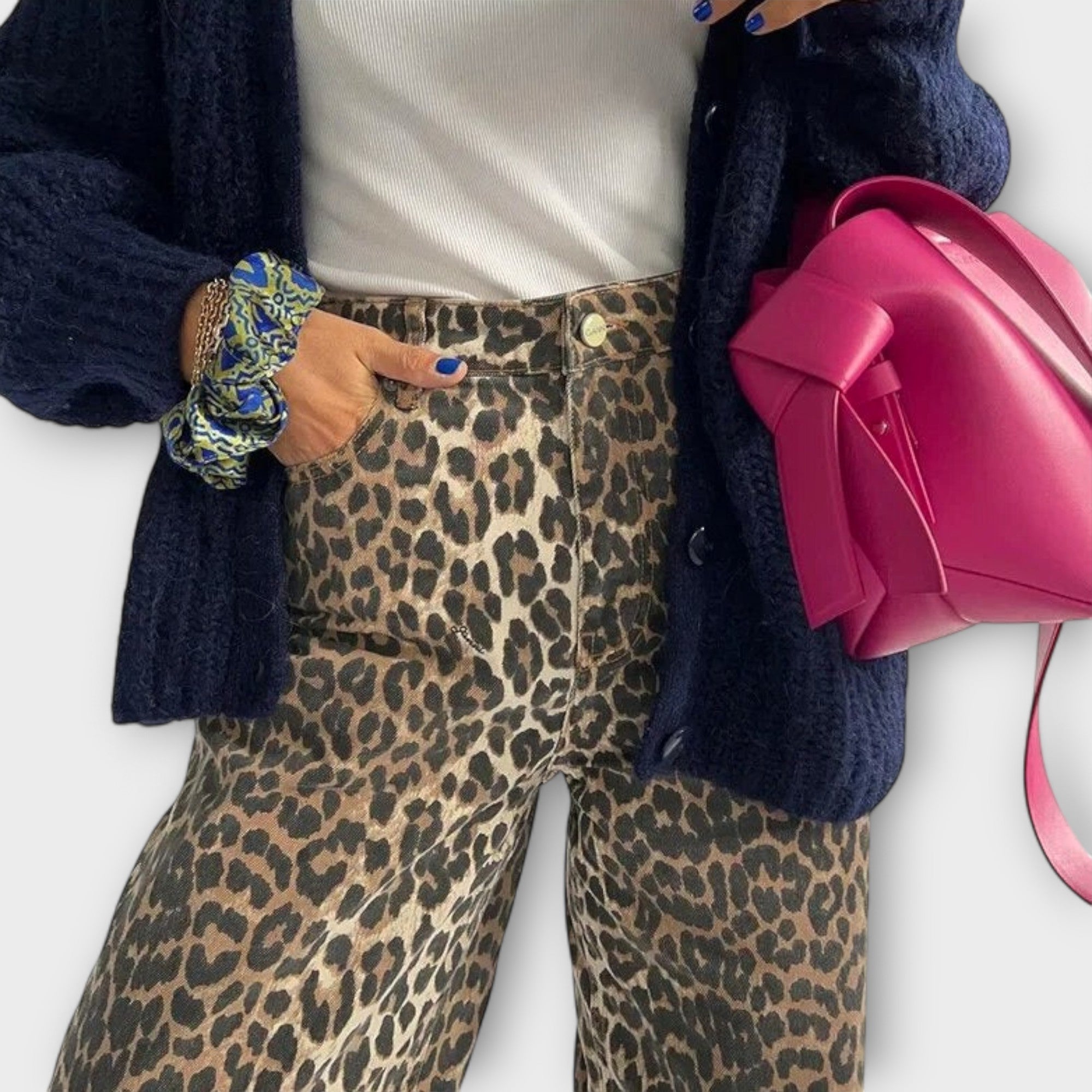 Chandra - Vintagejeans med Leopardtryck