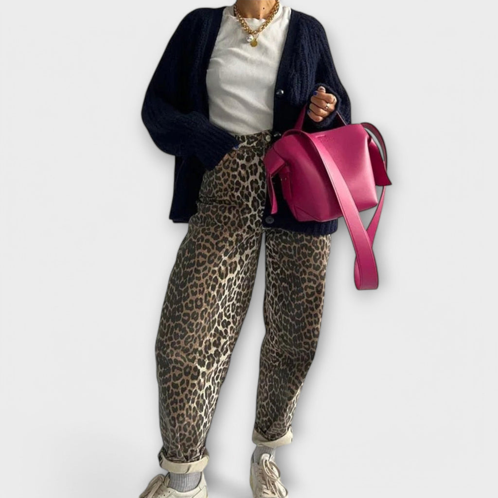 Chandra - Vintagejeans med Leopardtryck
