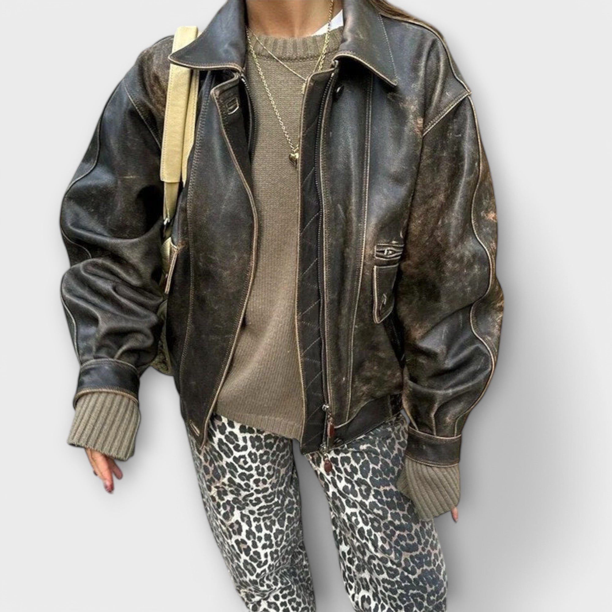 Chandra - Vintagejeans med Leopardtryck