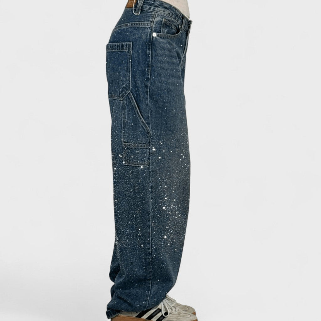 Julia - Trendiga Ballongsnickarjeans med Glitter