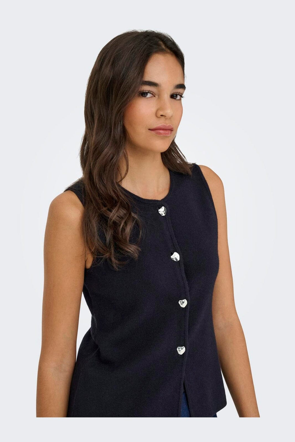 Only - Onlibi Knapp Sl Vest Cc Knt - 4947079 Natt Himmel Silver Knapp