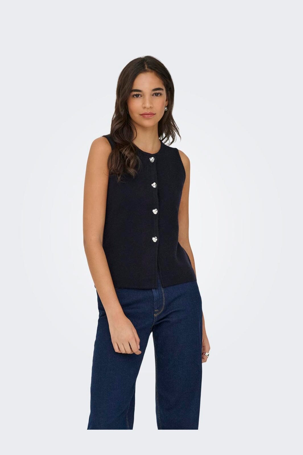 Only - Onlibi Knapp Sl Vest Cc Knt - 4947079 Natt Himmel Silver Knapp