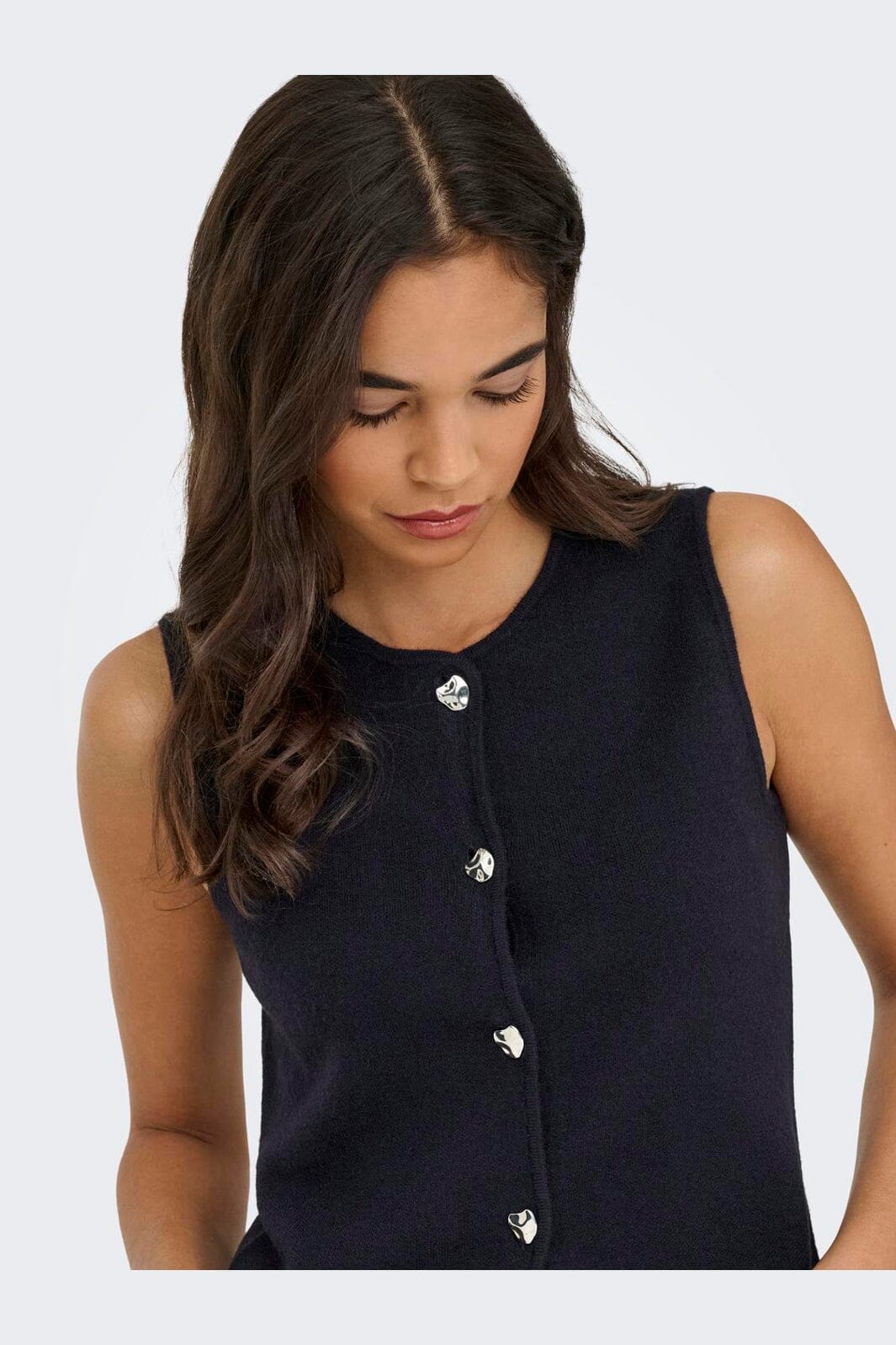 Only - Onlibi Knapp Sl Vest Cc Knt - 4947079 Natt Himmel Silver Knapp