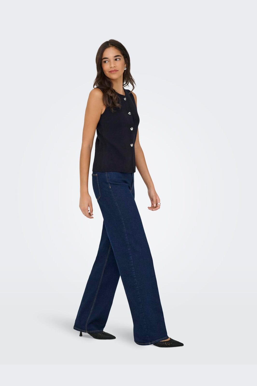 Only - Onlibi Knapp Sl Vest Cc Knt - 4947079 Natt Himmel Silver Knapp