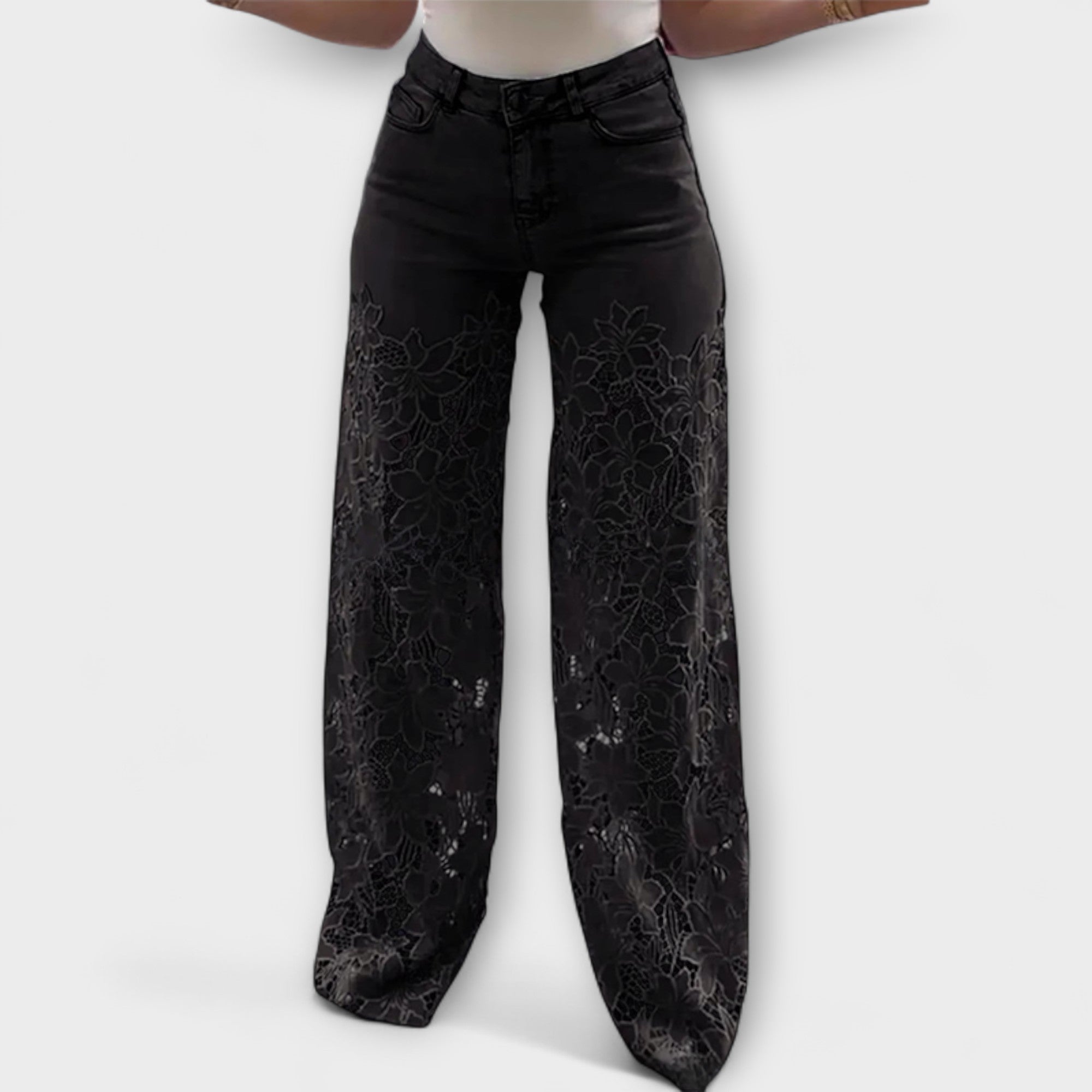 Trendy Jeans i Spets Patchwork